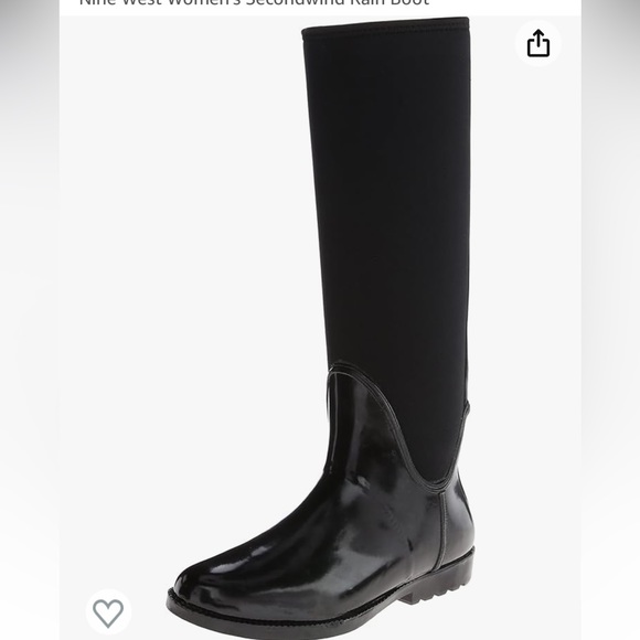 Nine West Rain Boot Tall Rubber Neoprene Second Wind Back Zipper Knee Jelly Shoe - Picture 11 of 12